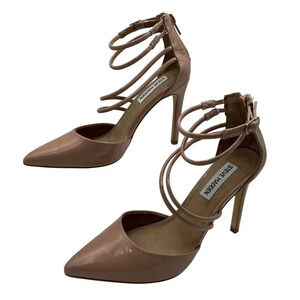 Steve Madden Womens 6M Ciena Pointed Toe Strappy Nude Heels Minimalist Stiletto